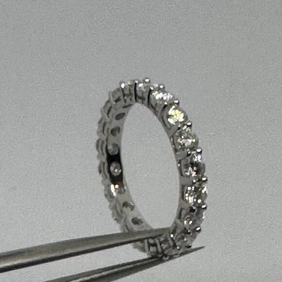Moissanite Diamond Eternity Wedding Ring Anniversary Band Brilliant GRA Size 8 - Picture 2 of 11